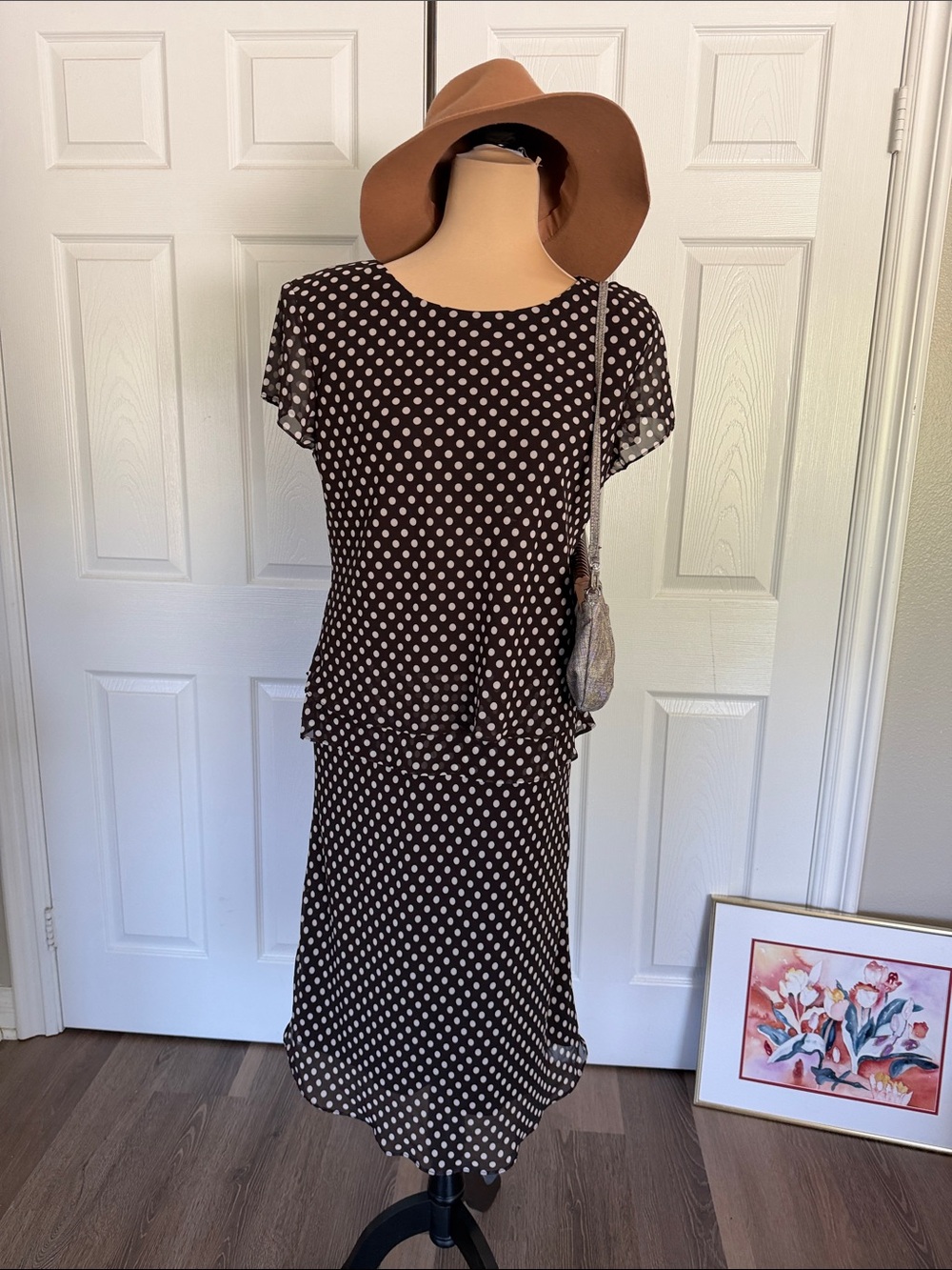 J.B.S. Brown and Cream Polka Dot Dress